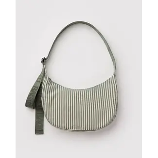 Baggu Medium Nylon Crescent Bag- Sage Stripe