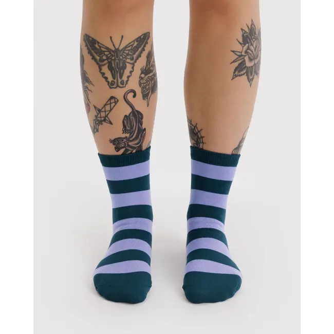 Baggu Crew Sock- Malachite Stripe