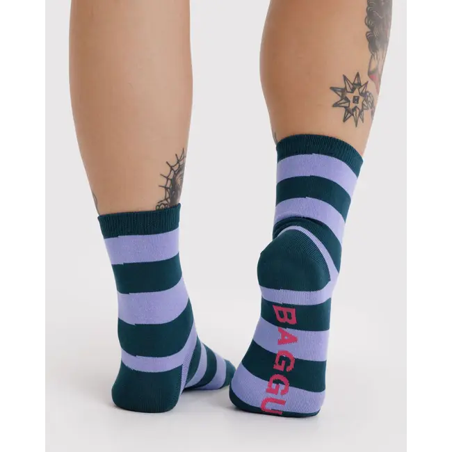 Baggu Crew Sock- Malachite Stripe