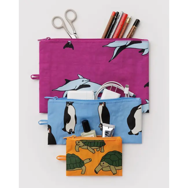 Baggu Flat Pouch Set- Vacation Animals