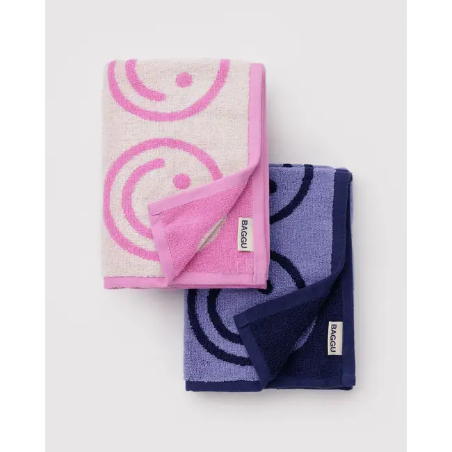 Baggu Hand Towel Set of 2- Happy Pink Blue