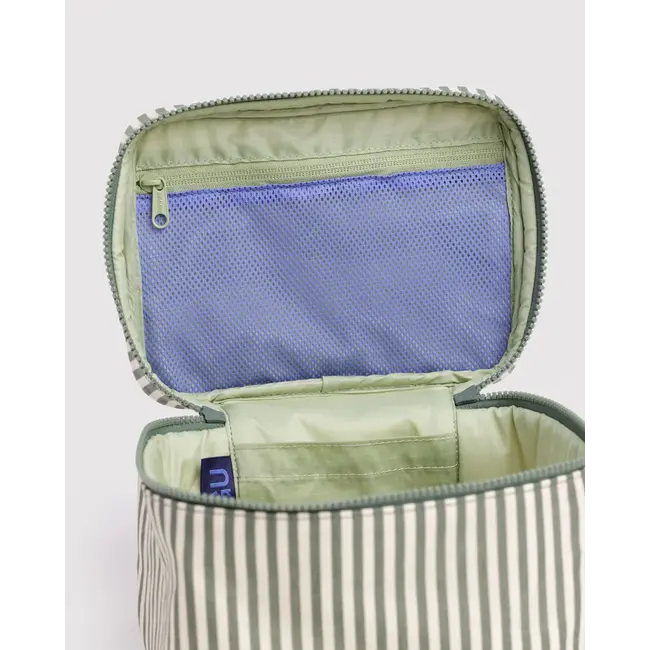 Baggu Large Cosmetic Case- Sage Stripe