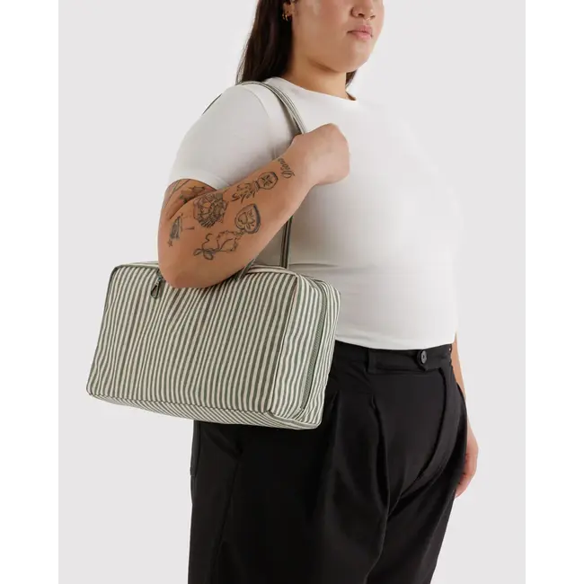 Baggu Medium Nylon Bowler Bag- Sage Stripe