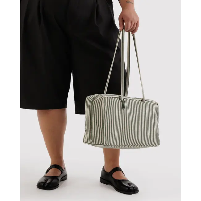 Baggu Medium Nylon Bowler Bag- Sage Stripe