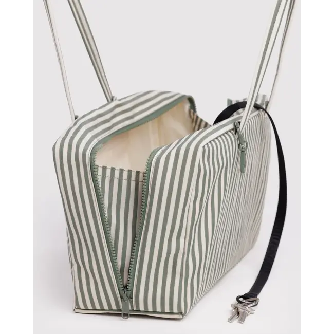 Baggu Medium Nylon Bowler Bag- Sage Stripe