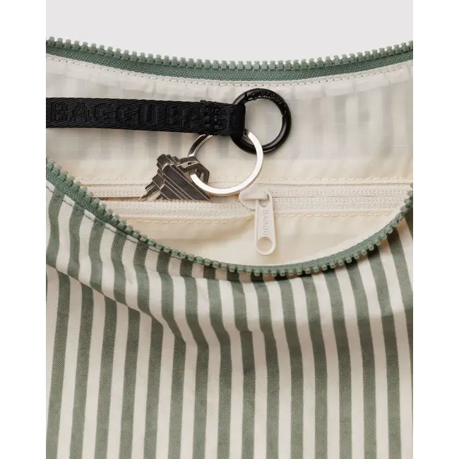 Baggu Medium Nylon Crescent Bag- Sage Stripe