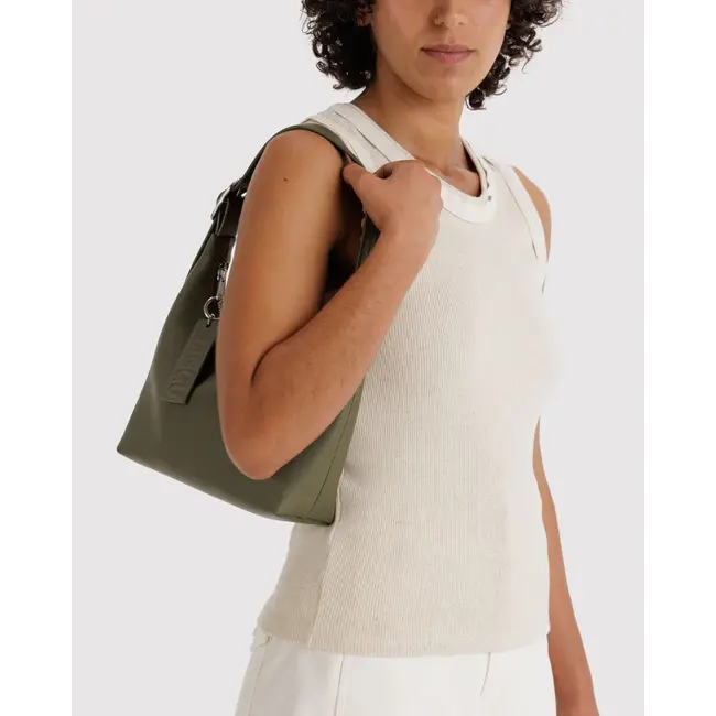 Baggu Mini Recycled Leather Shoulder Bag- Loden