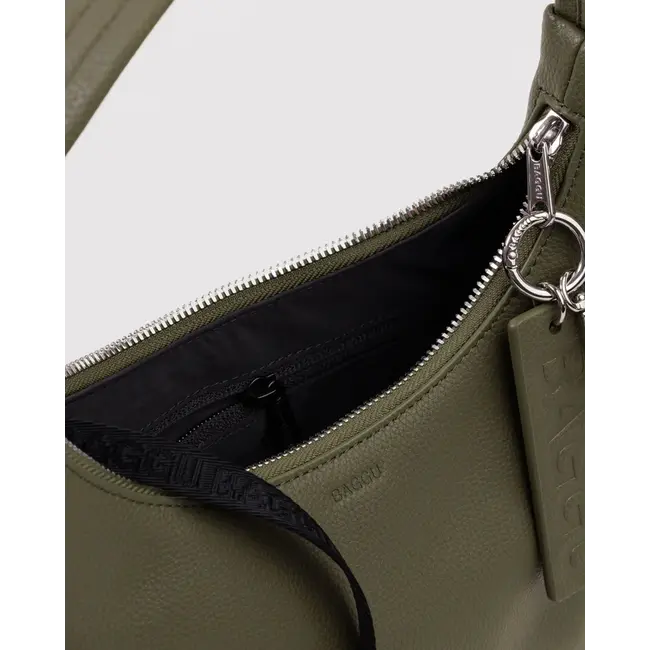 Baggu Mini Recycled Leather Shoulder Bag- Loden