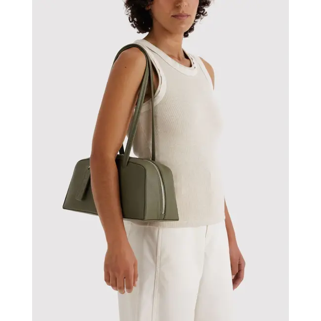 Baggu Recycled Leather Bowler Bag- Loden