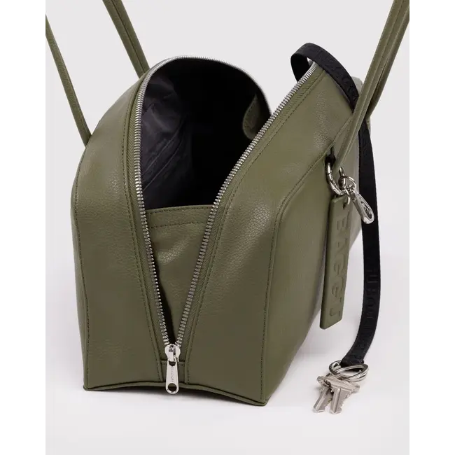 Baggu Recycled Leather Bowler Bag- Loden