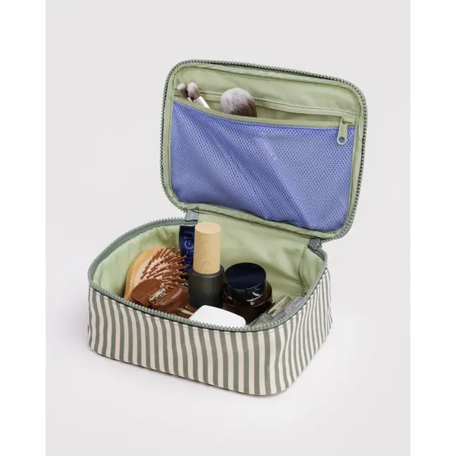 Baggu Small Cosmetic Case- Sage Stripe