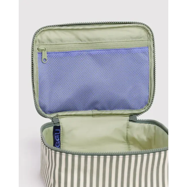 Baggu Small Cosmetic Case- Sage Stripe