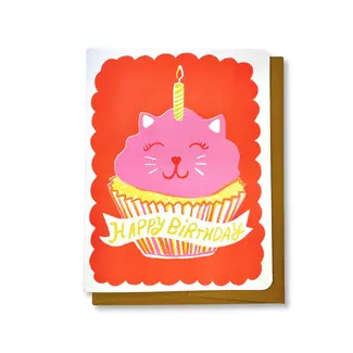 Wolf and Wren Press Kitty Cupcake Birthday Card