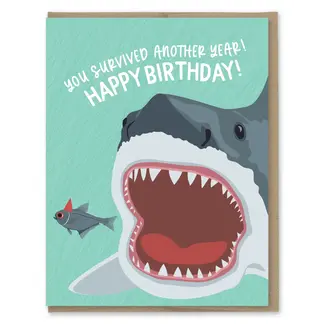 Survived Another Year Shark Jaws Birthday Card