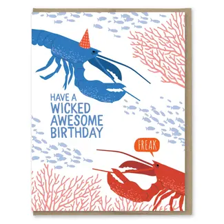 Wicked Awesome Lobsters Birthday Card