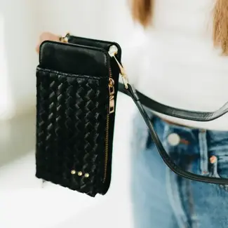 Pretty Simple Woven Double Duty Phone Bag- Woven Black