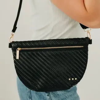 Pretty Simple Diagonal Woven Westlyn Bum Bag- Black