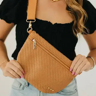 Pretty Simple Diagonal Woven Westlyn Bum Bag- Brown