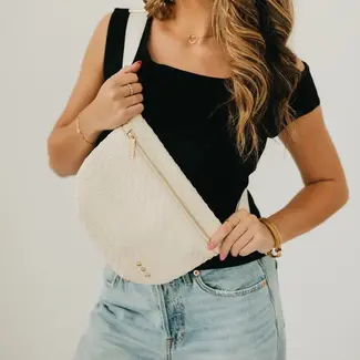 Pretty Simple Diagonal Woven Westlyn Bum Bag- Cream