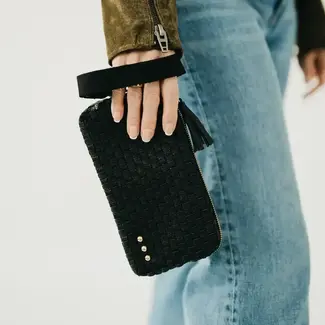Pretty Simple Emma Woven Clutch Wristlet- Black