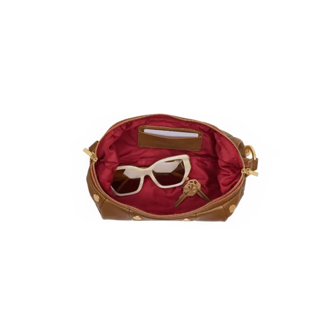 Hammitt Erica Sml-Mahogany Pebble-BG-Red Zip