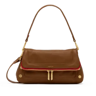 Hammitt Beverly Med-Mahogany Pebble-BG-Red Zip