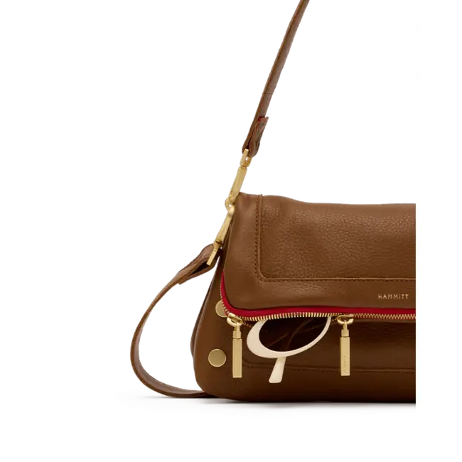Hammitt Beverly Med-Mahogany Pebble-BG-Red Zip