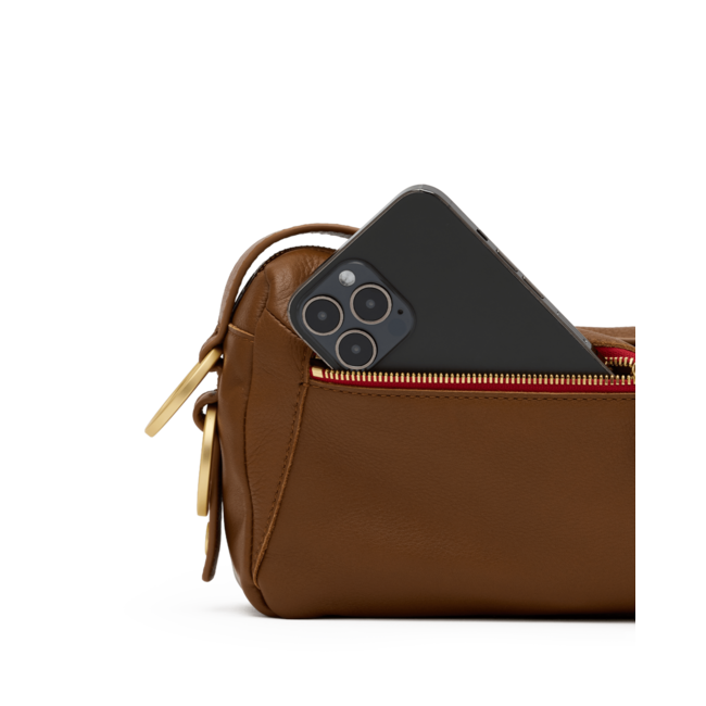 Hammitt Doxie Med-Mahogany Pebble-BG-Red Zip