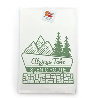 Two Little Fruits Always Take The Scenic Route Tea Towel