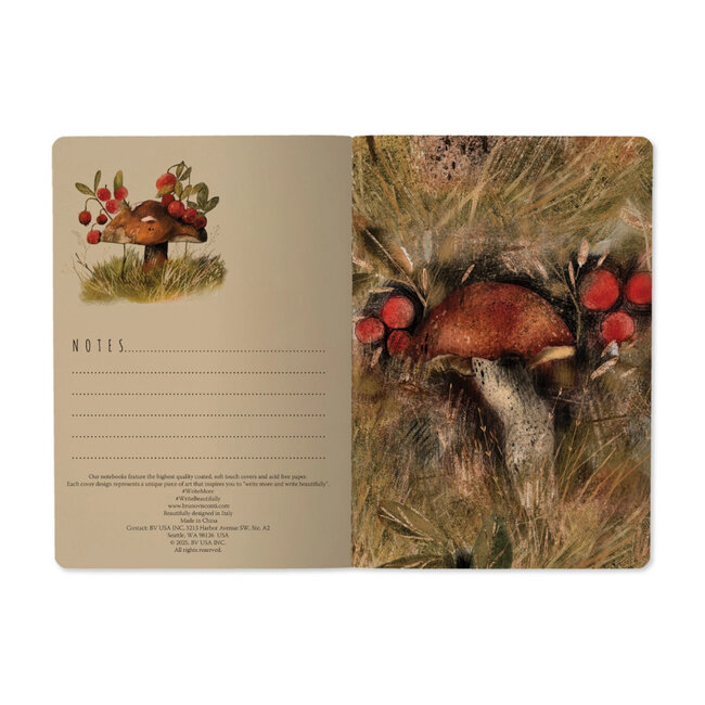 Bruno Visconti Notebook- Mushroom Watercolor