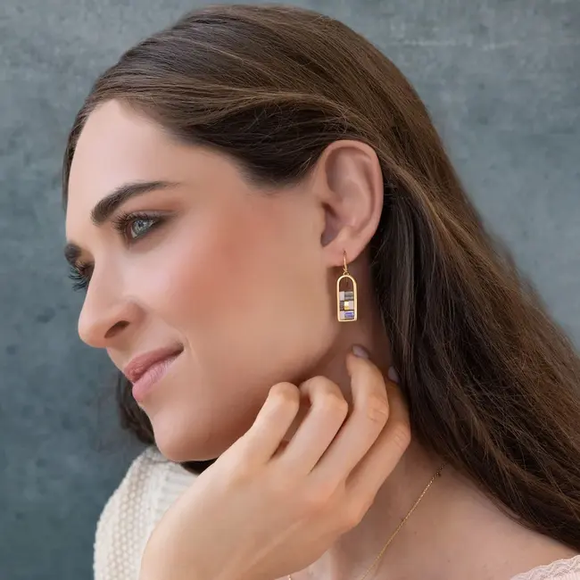 Scout Good Karma Miyuki Frame Earring- Blush/Topaz/Gold