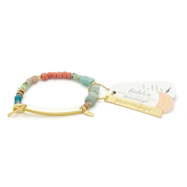 Scout Hidden Message Bracele- Crushing It/Amazonite/Gold