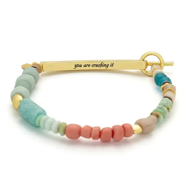 Scout Hidden Message Bracele- Crushing It/Amazonite/Gold