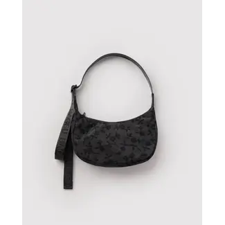 Baggu Small Nylon Crescent Bag - Charcoal Ditsy Floral