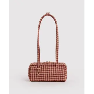 Baggu Small Nylon Bowler Bag - Tan Houndstooth