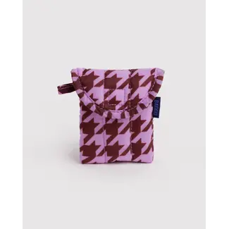 Baggu Puffy Earbuds Case - Pink Houndstooth