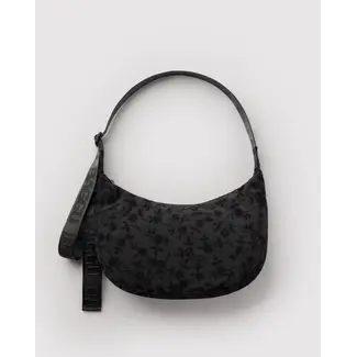 Baggu Medium Nylon Crescent Bag - Charcoal Ditsy Floral