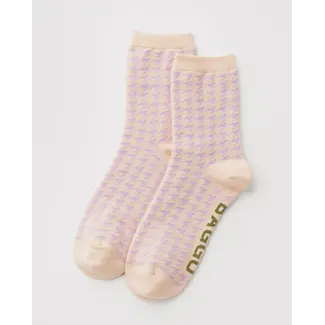 Baggu Crew Sock - Pink Houndstooth