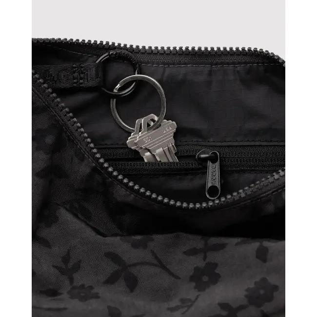 Baggu Small Nylon Crescent Bag - Charcoal Ditsy Floral