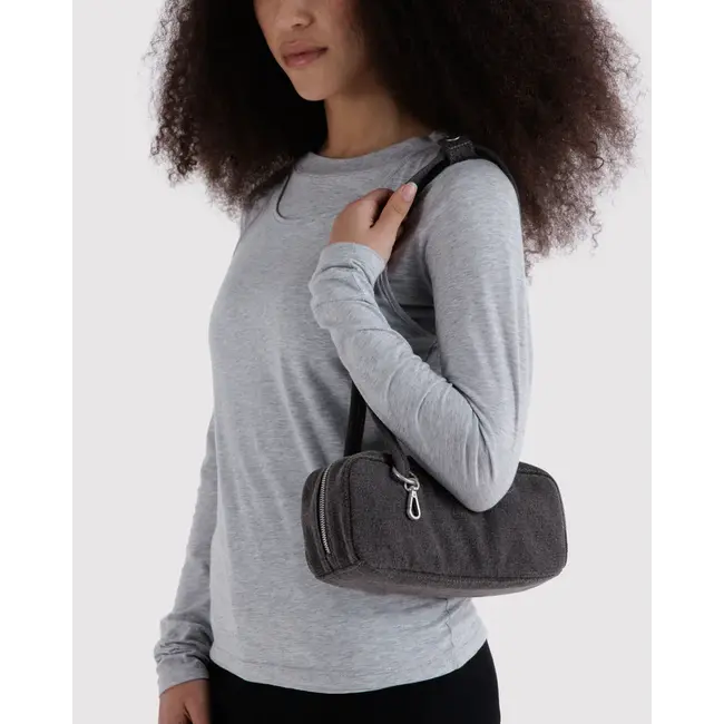 Baggu Small Denim Bowler Bag - Washed Black Denim