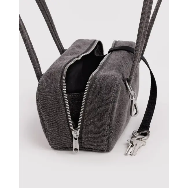 Baggu Small Denim Bowler Bag - Washed Black Denim