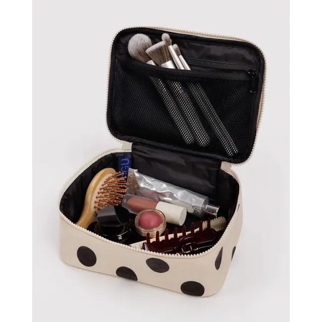 Baggu Small Cosmetic Case - Cream and Black Polka Dot