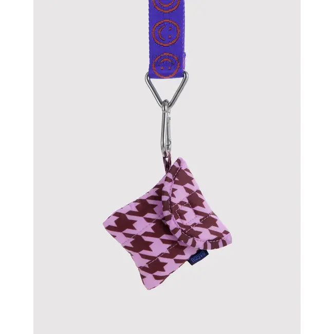 Baggu Puffy Earbuds Case - Pink Houndstooth