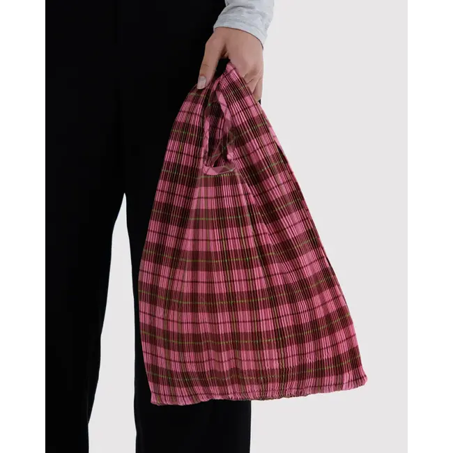 Baggu Pleated Baggu - Azalea Pink Tartan