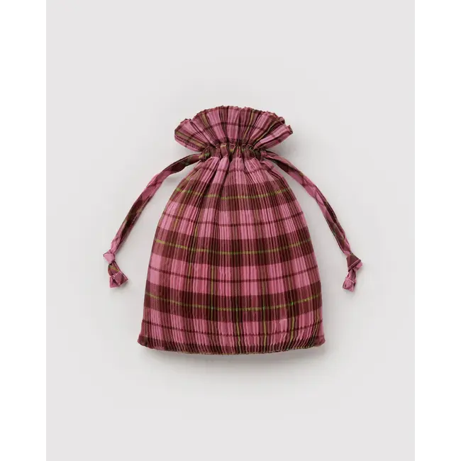 Baggu Pleated Baggu - Azalea Pink Tartan