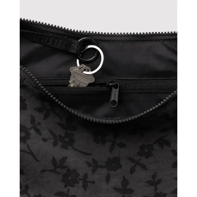 Baggu Medium Nylon Crescent Bag - Charcoal Ditsy Floral