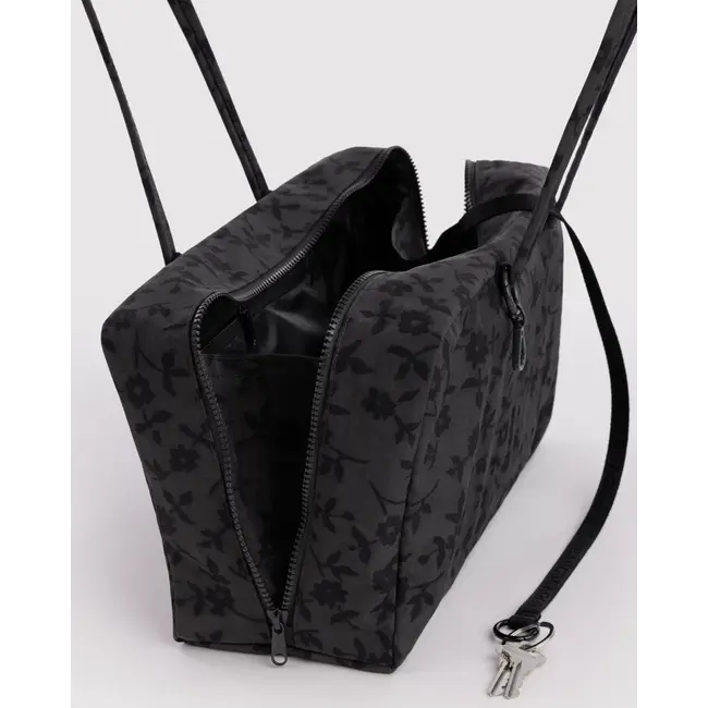 Baggu Medium Nylon Bowler Bag - Charcoal Ditsy Floral