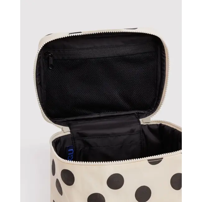 Baggu Large Cosmetic Case - Cream and Black Polka Dot