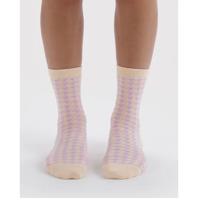 Baggu Crew Sock - Pink Houndstooth