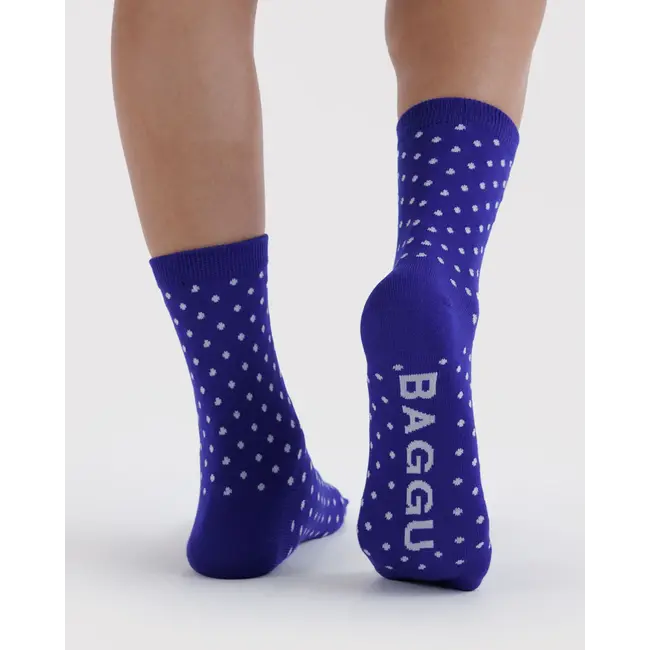 Baggu Crew Sock - Micro Blue and White Polka Dot